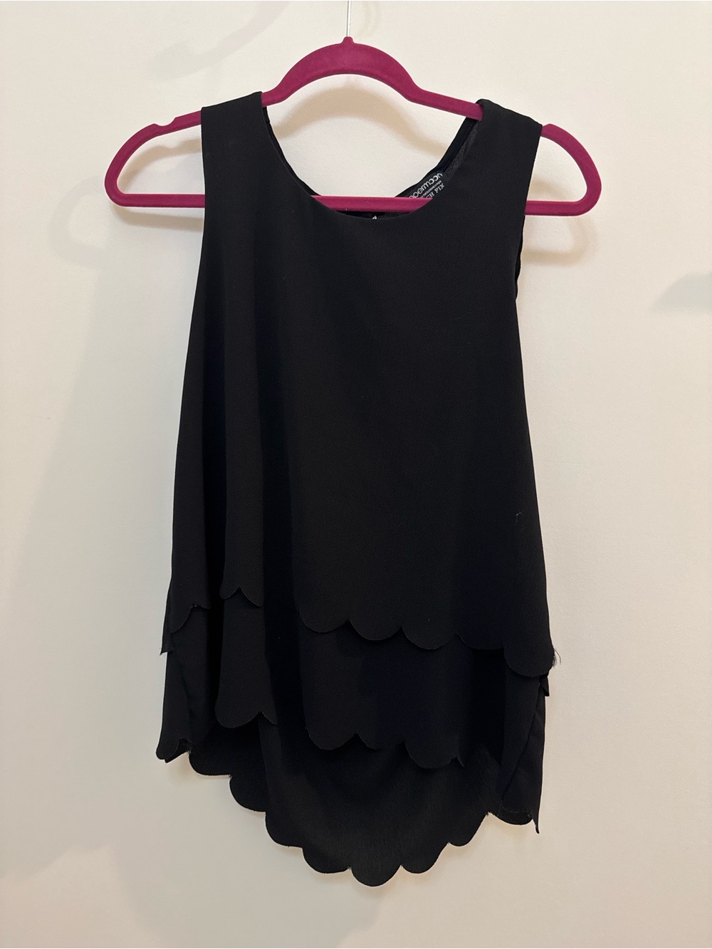 Papermoon Black Layered Scallop-Hem Sleeveless Blouse